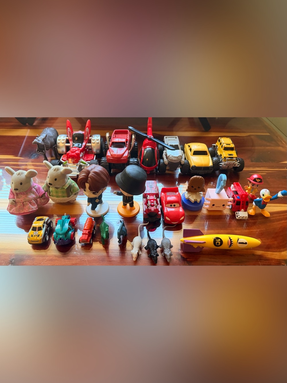 Red ( Kids Toy lot) Car and Figure Bundle - Assorted Vehicles and Characters